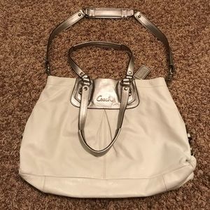 Coach white leather crossover satchel purse